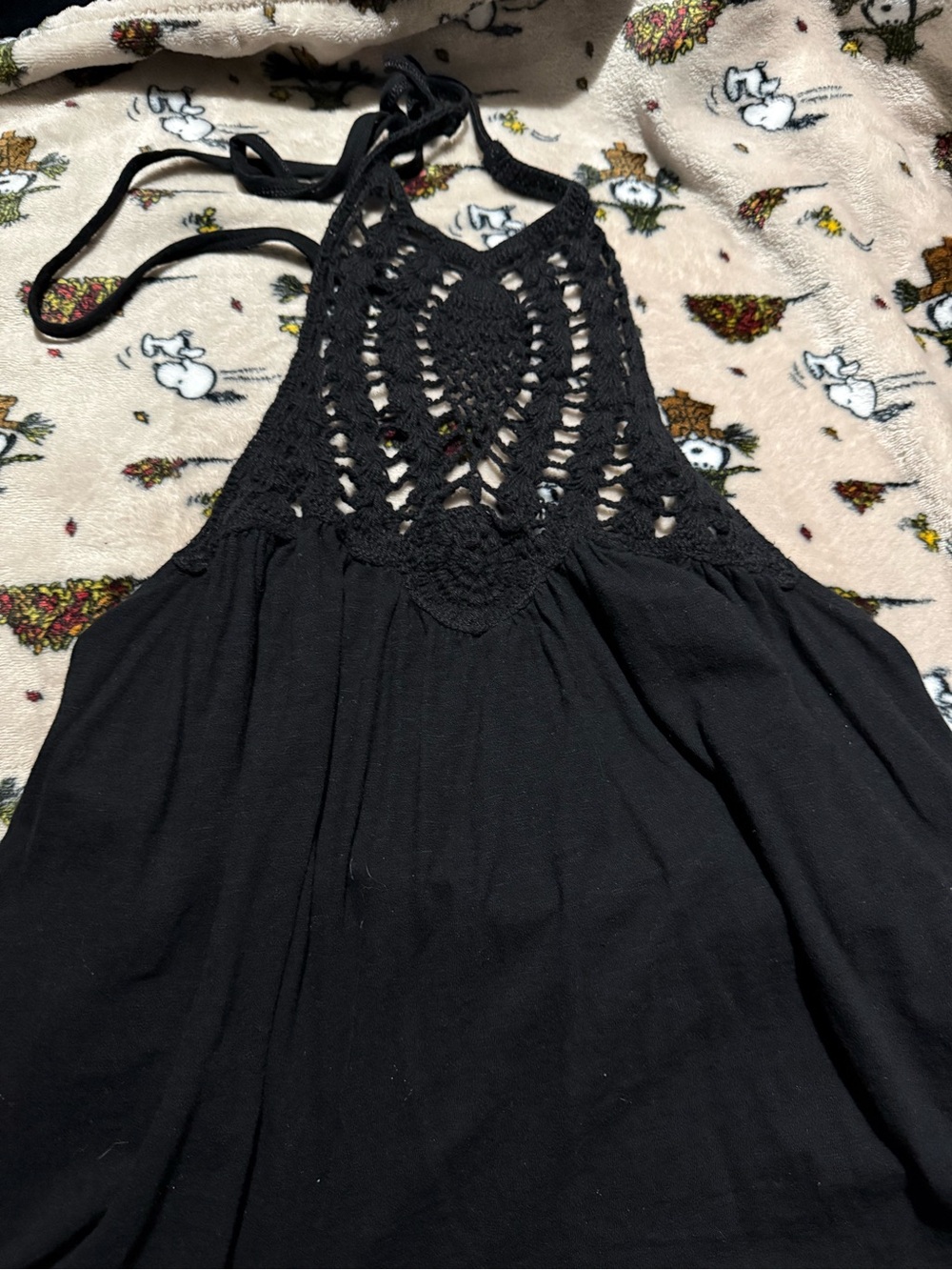 American Eagle Outfitters Black Crochet Halter Tank Top